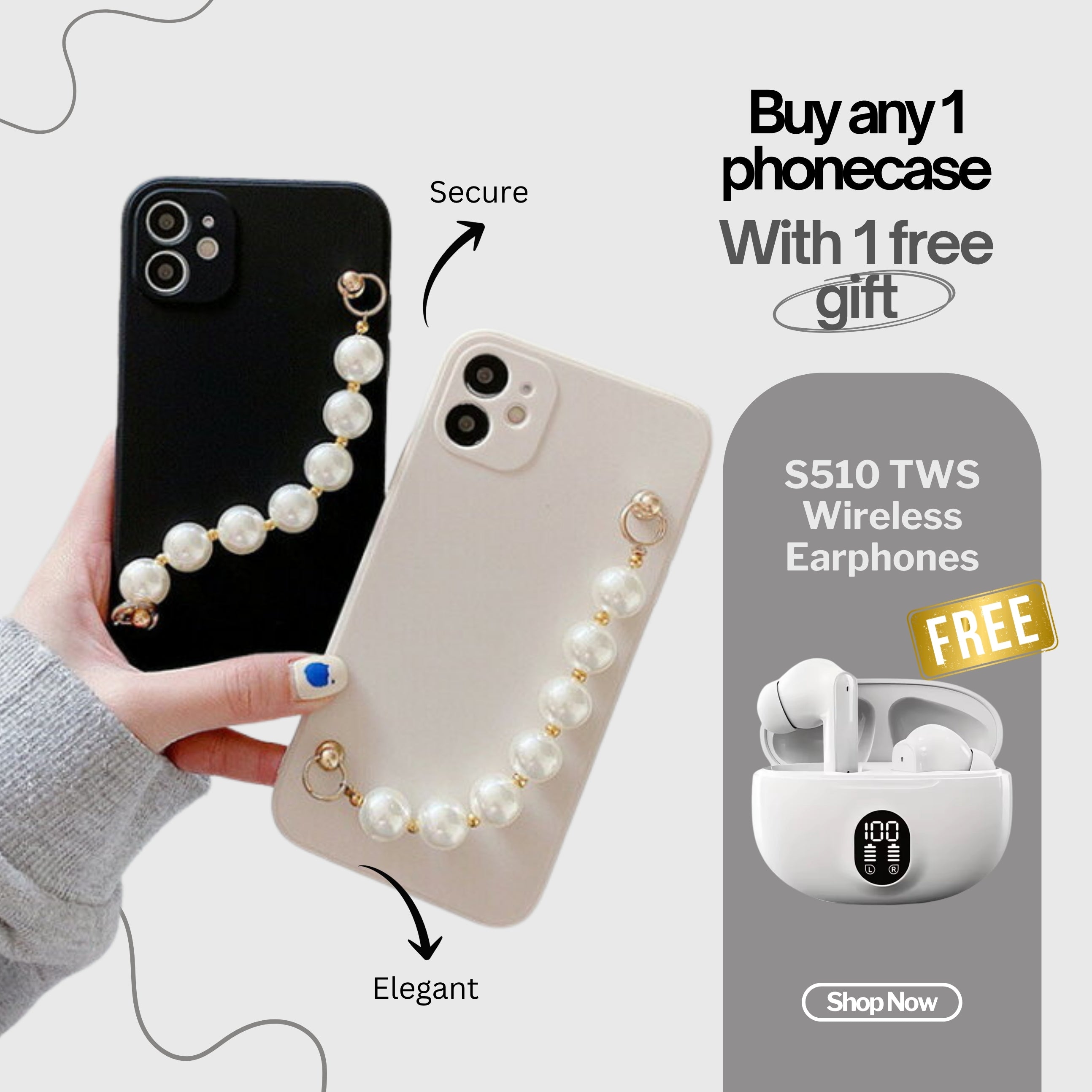 La Pearla Case Haven™ + FREE Earphones Combo!