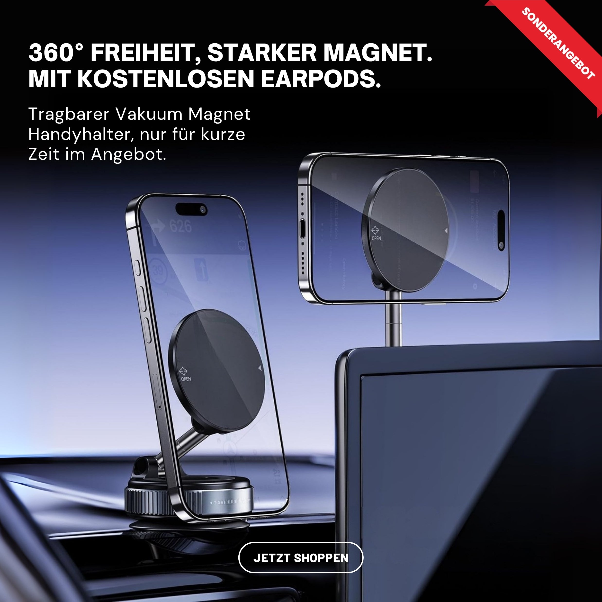 MagnaGrip™ – Verstellbare Handyhalterung + KOSTENLOSE Kopfhörer