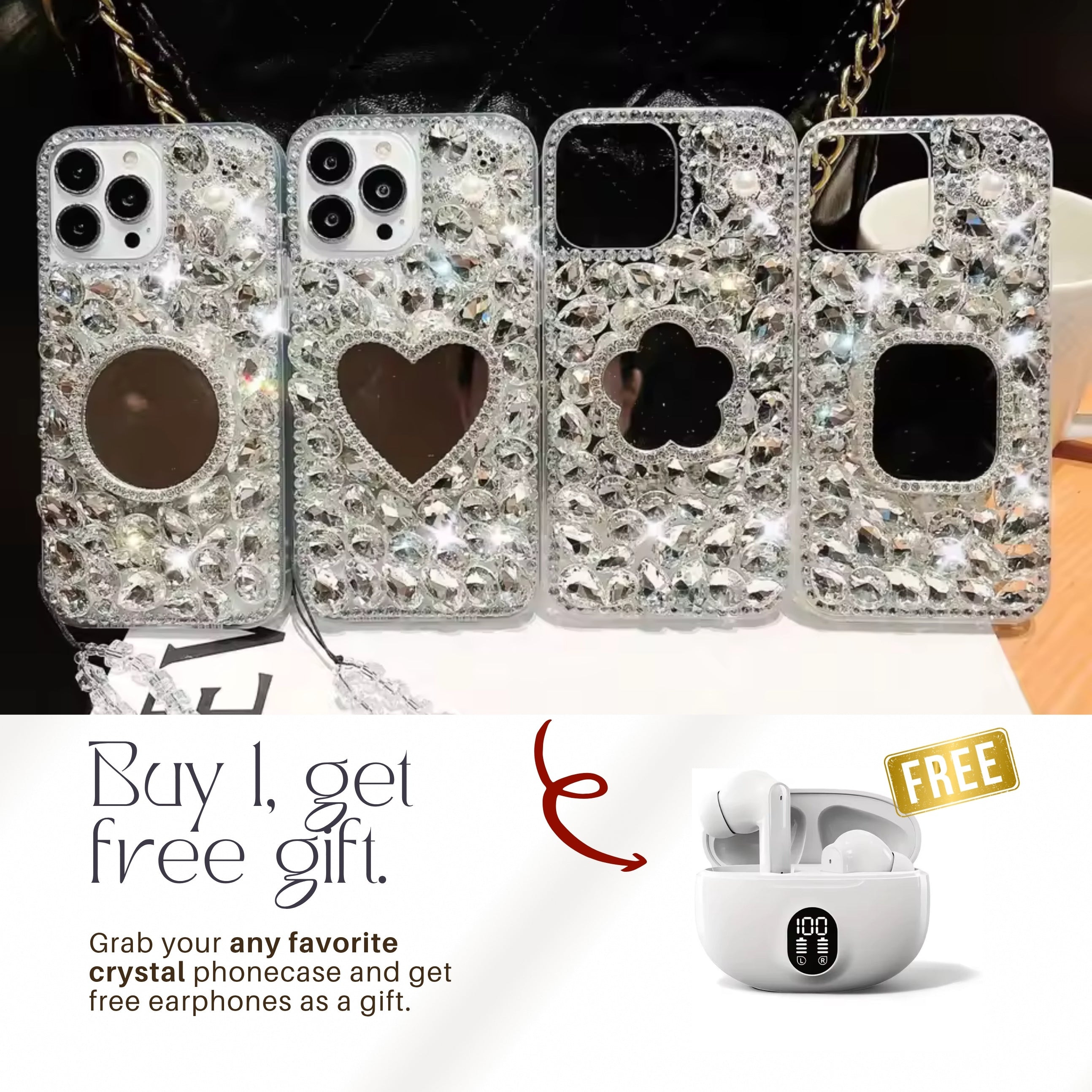 CrystalGaze™ Mirror Case + FREE Earphones 🎧