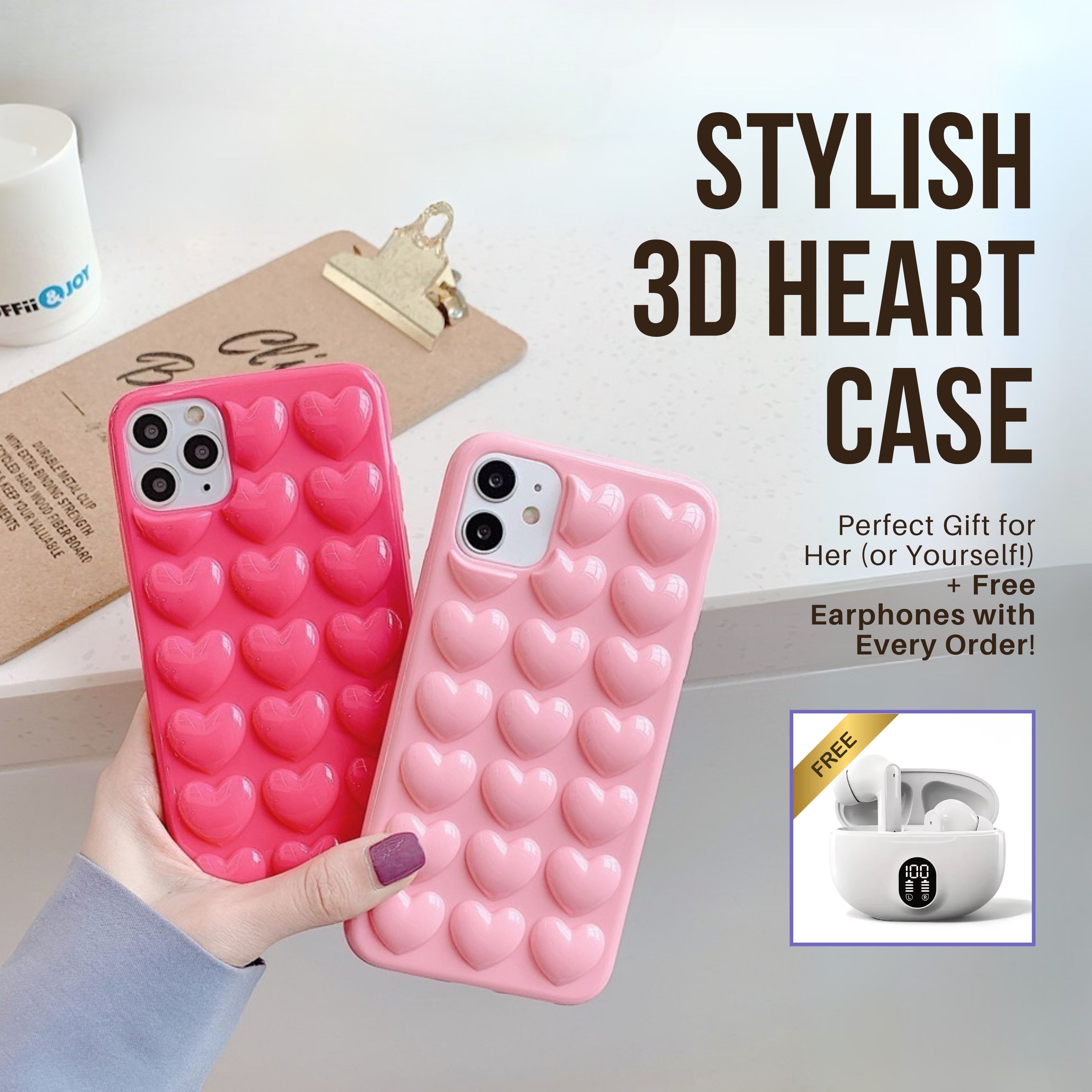 Love Heart Case For iPhone + Earphone FREE