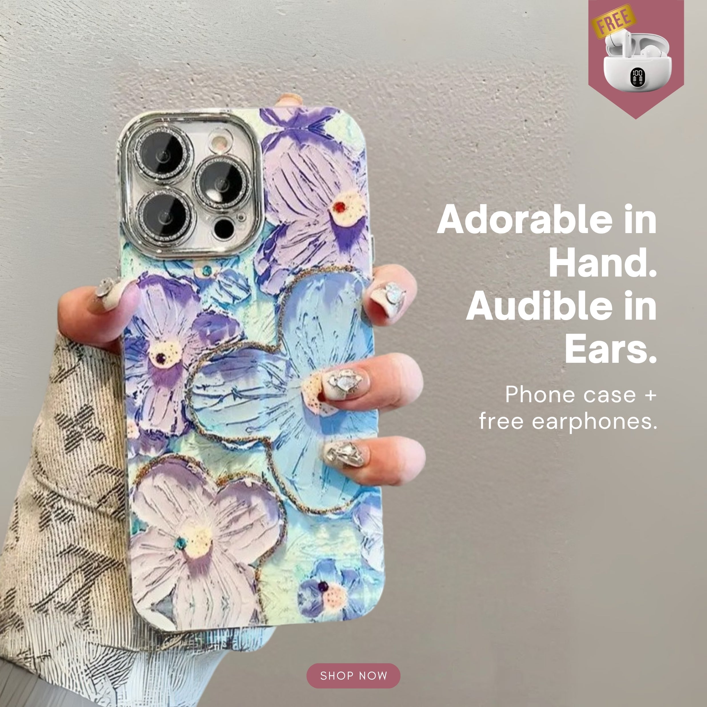 BloomGloss™ Luxe Case + FREE Earphones