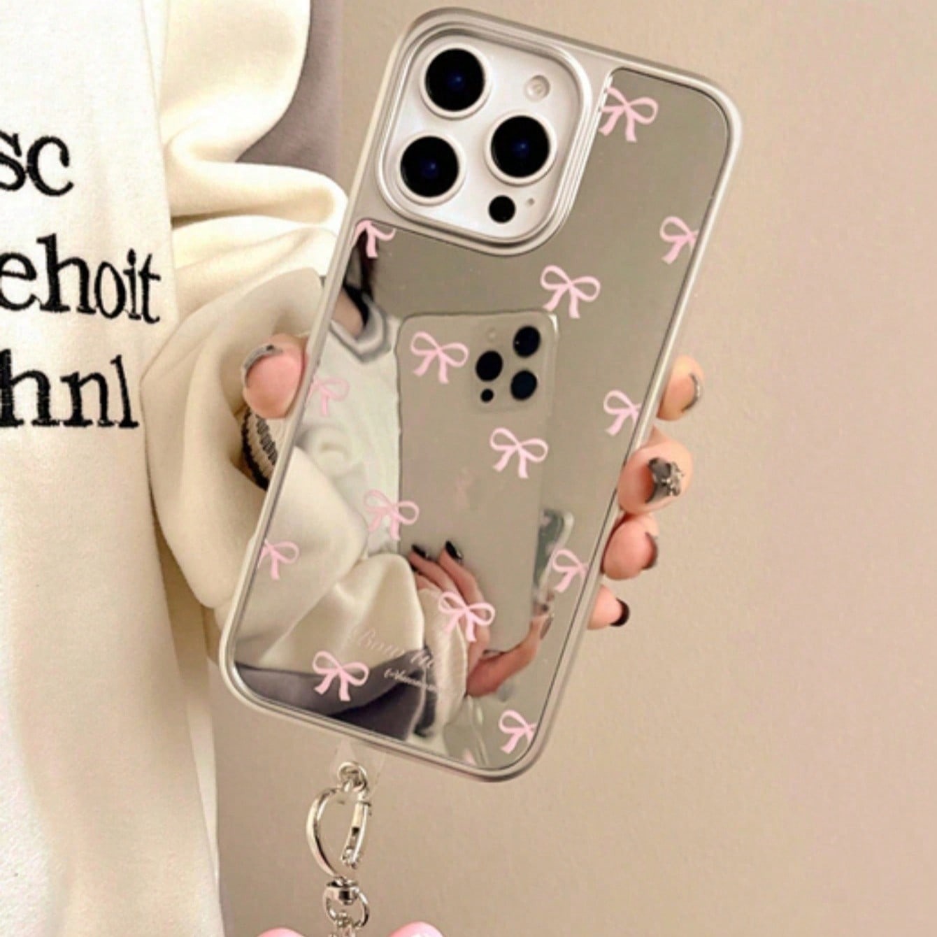 Stylish Bow Mirror Case + Gratis-Kopfhörer
