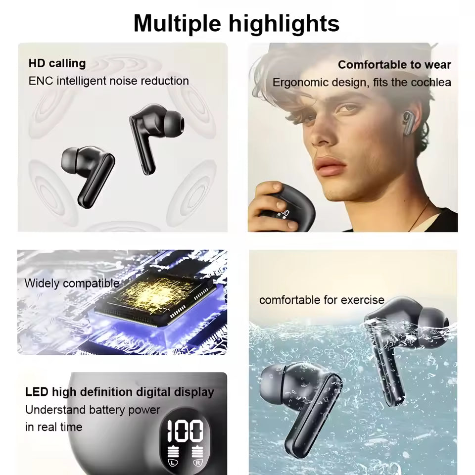 S510 TWS Wireless Earphones LED Power Digital Display Stereo Sound Bluetooth 5.3 Compatible for iPhone
