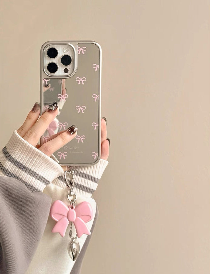 Stylish Bow Mirror Case + Gratis-Kopfhörer