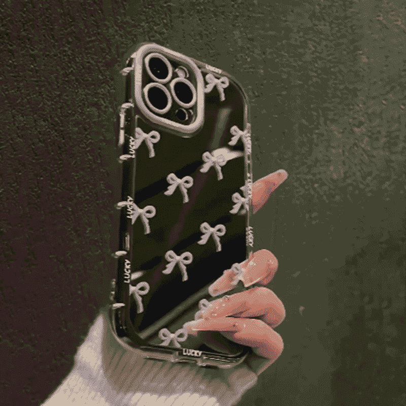 Stylish Bow Mirror Case + Gratis-Kopfhörer