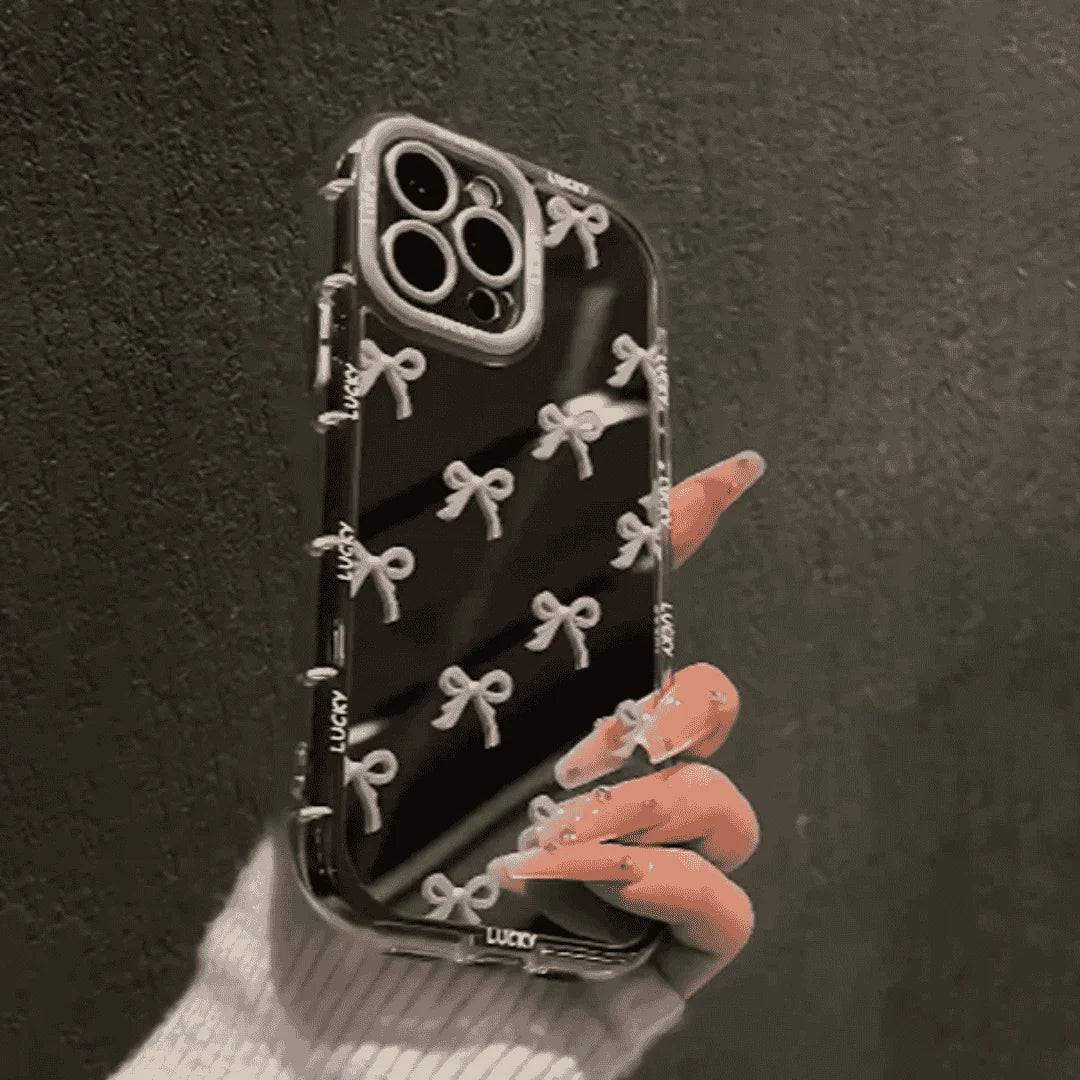 Stylish Bow Mirror Case + Gratis-Kopfhörer